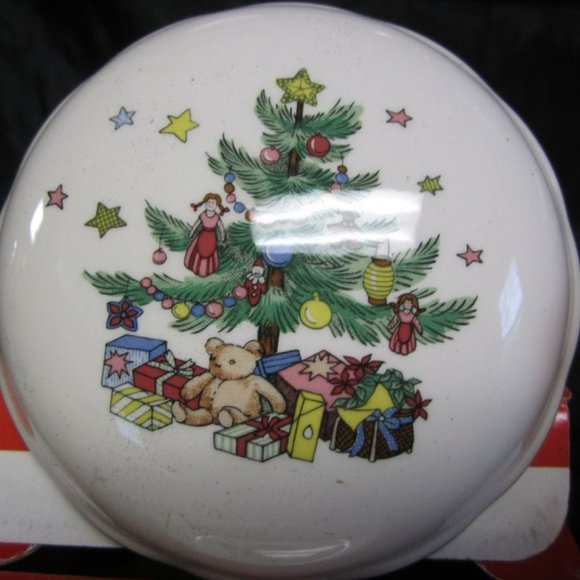 80'S NIKKO CHRISTMASTIME COVERED BON-BON DISH WITH LID CHRISTMAS TREE MOTIF $ea - Picture 3 of 9